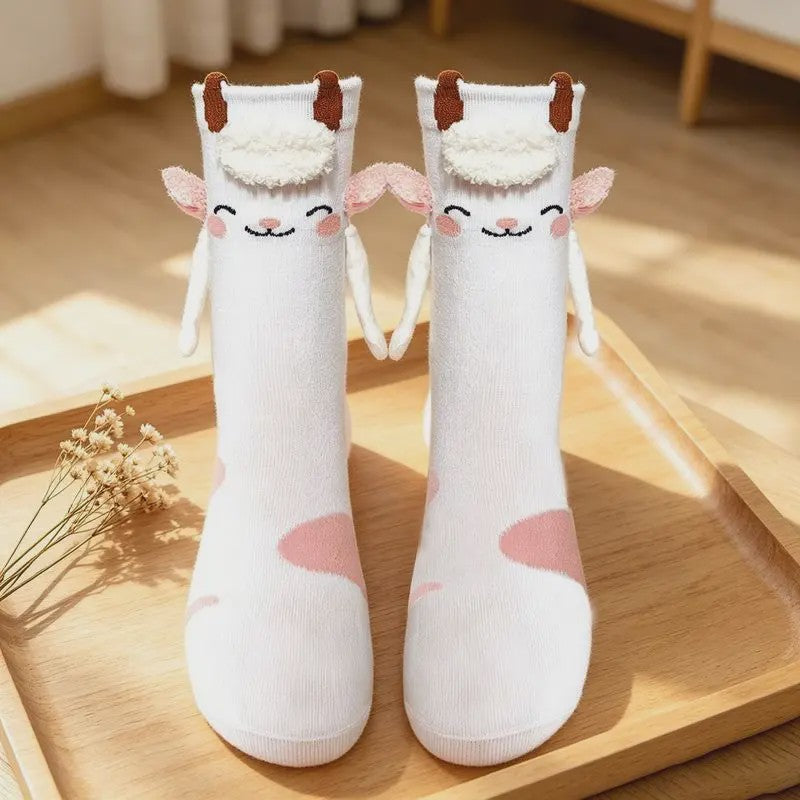 Schattige 3D Kinder Sokken met Dierenprints - Konijn, Koe, Kikker, Hond & Meer!