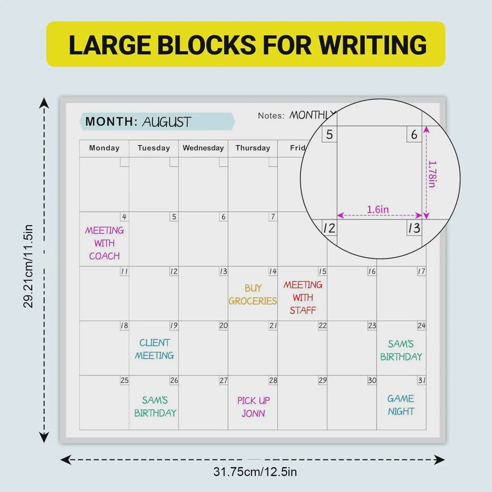Grote Uitwisbare Jaarkalender Whiteboard Planner - 12 Maanden