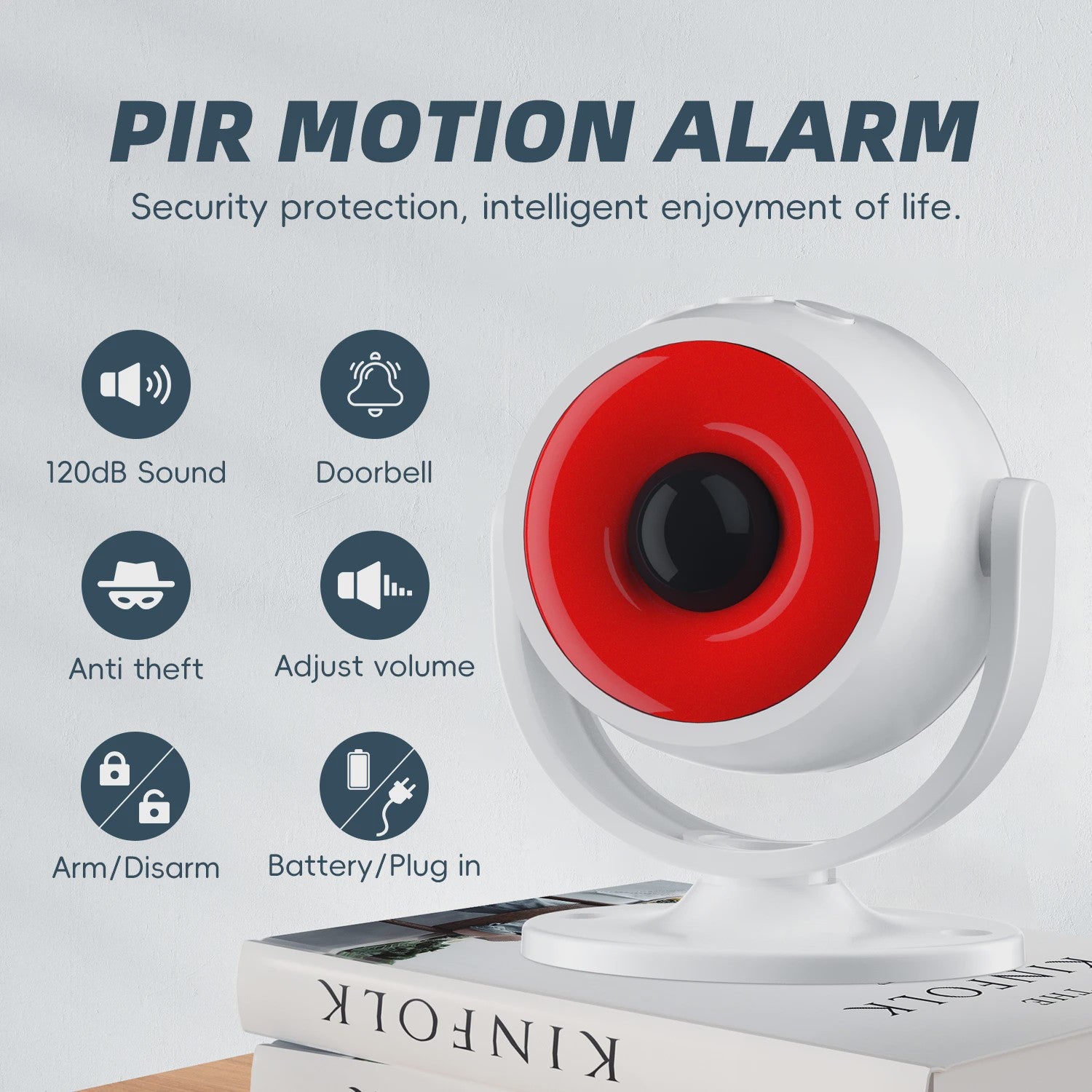 120dB PIR Bewegingsmelder Alarm met Deurklok Functie - Beveiliging Binnen & Buiten