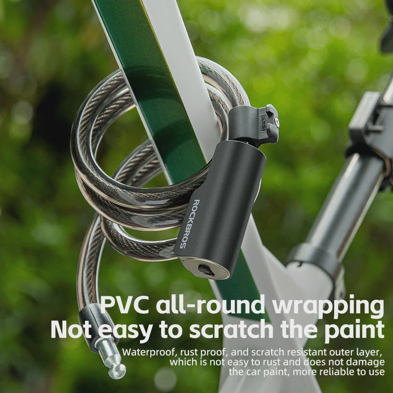 ROCKBROS Draagbaar Fiets Kabel Diefstalbeveiliging Slot met Sleutels - Zinc Alloy