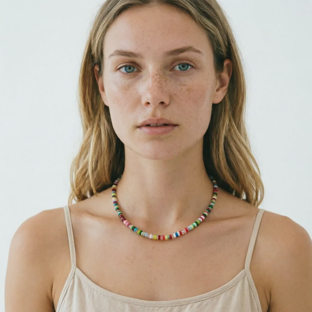 Kleurrijke Kralen Choker Ketting Dames - Boho Zomer Sieraden