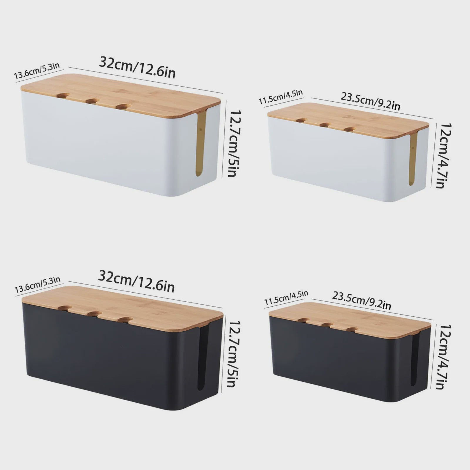Grote Kabel Organizer Box met Houten Deksel - Orde in Snoeren Chaos