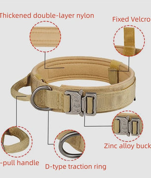 Sterke Tactische Hondenhalsband met Metalen Gesp - Nylon, Verstelbaar voor Training & Dagelijks Gebruik
