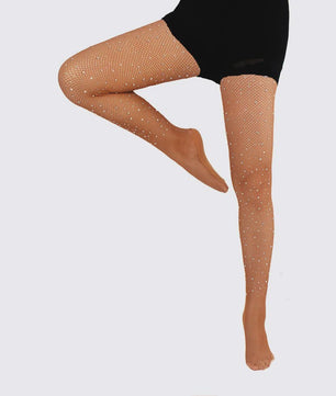 Dames Strass Visnet Panty voor Ballroom & Latin Dans - Glanzend en Elastisch