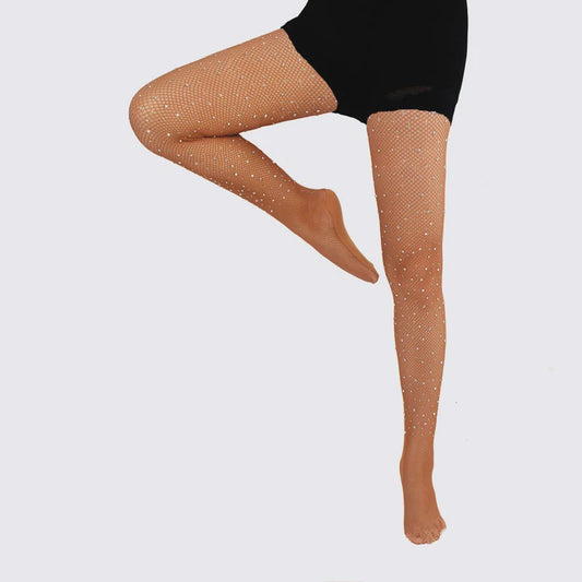 Dames Strass Visnet Panty voor Ballroom & Latin Dans - Glanzend en Elastisch