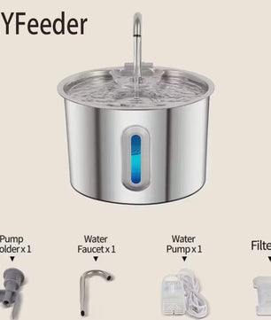 Automatische Drinkfontein RVS 2.2L voor Katten & Honden met Waterniveauvenster