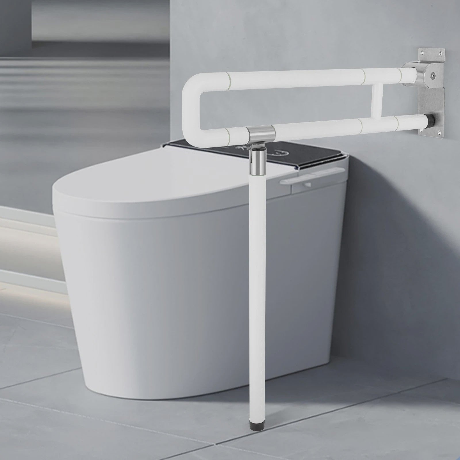 Klapbare Toiletbeugel met Steunpoot - Veiligheid en Ondersteuning bij het Toilet