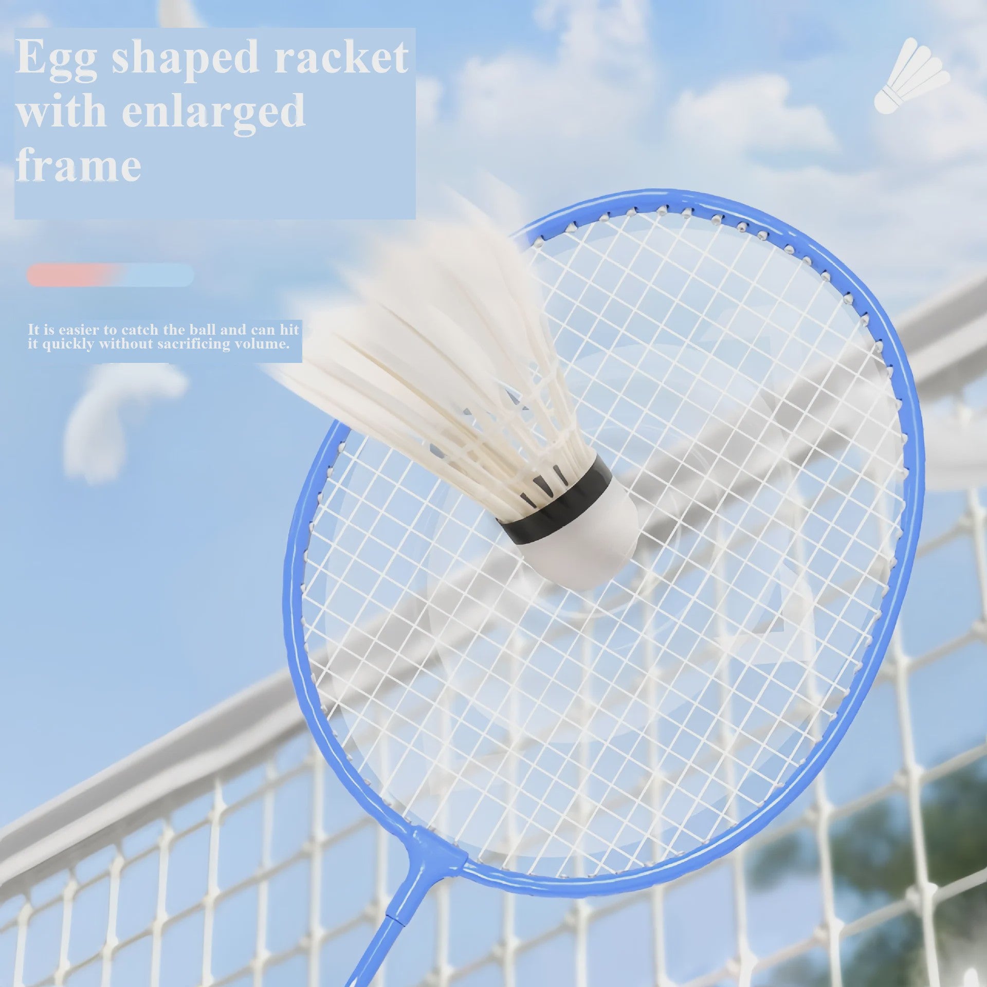 Set van 2 Badmintonrackets Blauw - Macaron Kleur, Foam Grip, Ideaal voor Beginners & Volwassenen