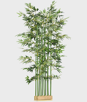 Realistische Kunst Bamboe Plant met 1640 Bladeren in Houten Pot - Onderhoudsarm voor Binnen & Buiten