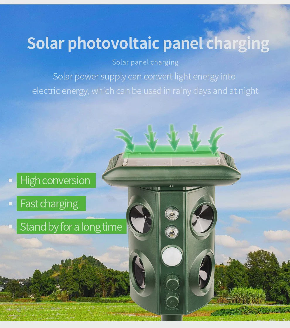 Solar Dier Afweerder Ultrasoon - Verjaagt Ongedierte uit Tuin & Boomgaard