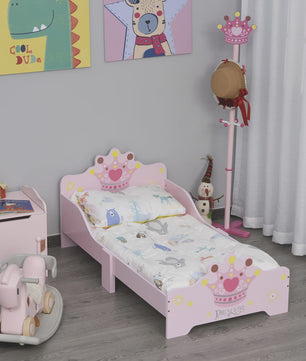 Roze Prinsessen Kinderbed 140x70 cm met Kroon Design - MDF Hout