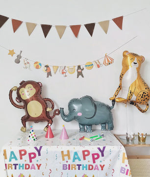 Jungle Safari Dieren Folieballonnen - Leeuw, Olifant, Zebra, Giraf & Aap - Verjaardag Decoratie
