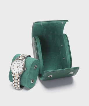 Luxe Embers Groene Horlogerolle - Echt Lederen Reis Etui voor 1, 2 of 3 Horloges