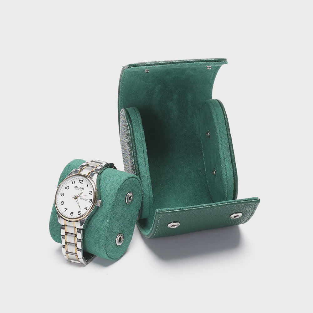 Luxe Embers Groene Horlogerolle - Echt Lederen Reis Etui voor 1, 2 of 3 Horloges