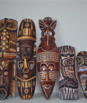 Handgesneden Afrikaans Houten Masker - Decoratieve Muurdecoratie met Tribale Kunst (50cm)