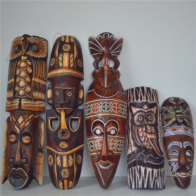Handgesneden Afrikaans Houten Masker - Decoratieve Muurdecoratie met Tribale Kunst (50cm)