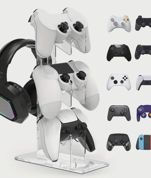 Universele 3-laags Controller & Headset Houder - Zwart, Wit, Transparant