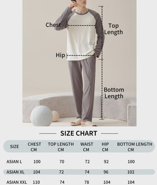 Heren Pyjama Set 100% Katoen Lange Mouw - Comfortabel Vier Seizoenen Thuispak voor Plus Size & Tieners