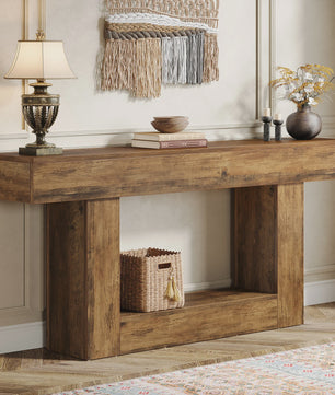 Tribesigns Console Tafel 160 cm - Farmhouse Entree Tafel met U-vormige Basis en Open Plank
