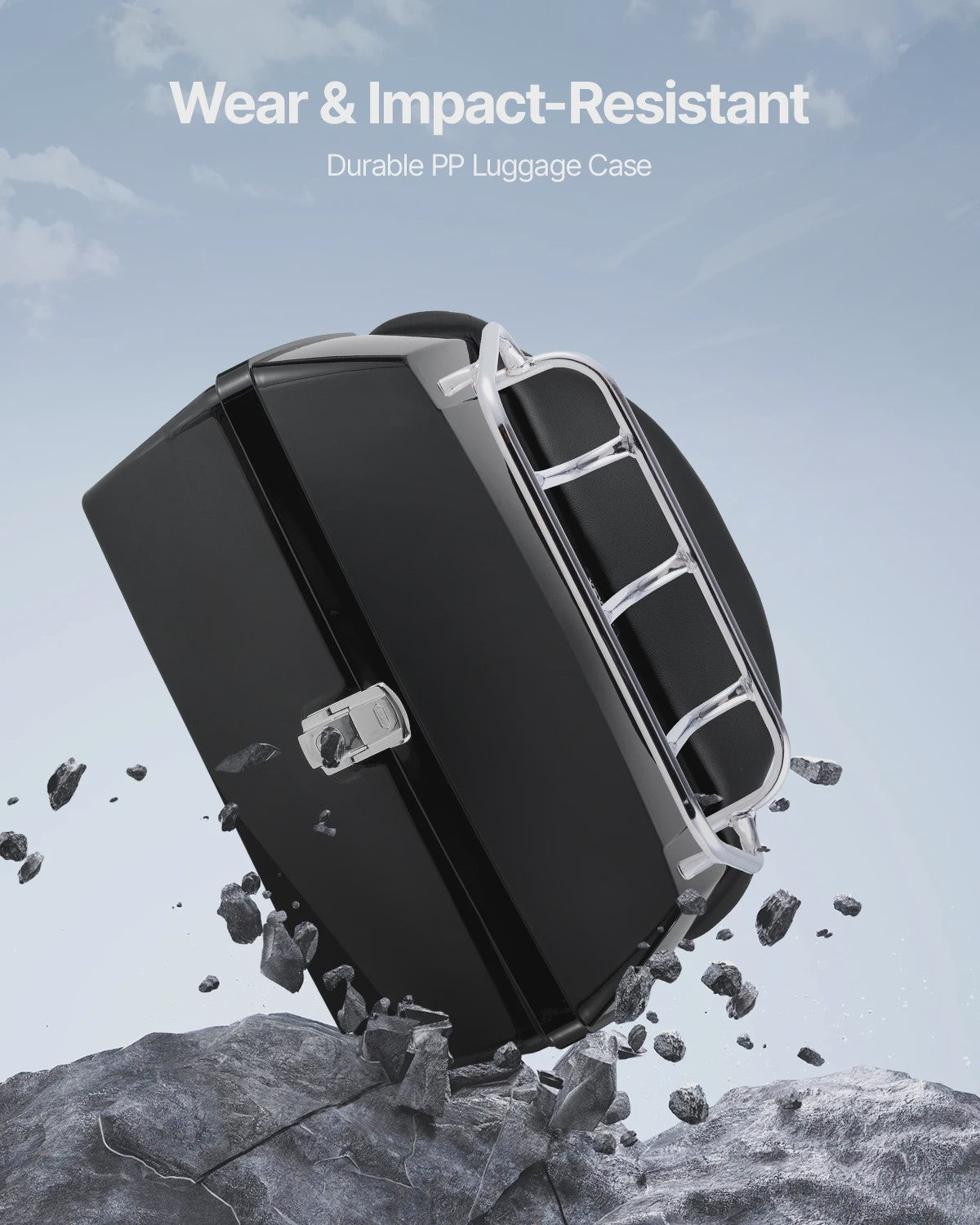 Motor Top Case Zwart 48L - Waterdicht PP Materiaal met Reflectiepaneel