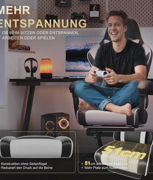 Ergonomische Gaming Stoel In Hoogte Verstelbaar met Massage Lendesteun en Voetensteun