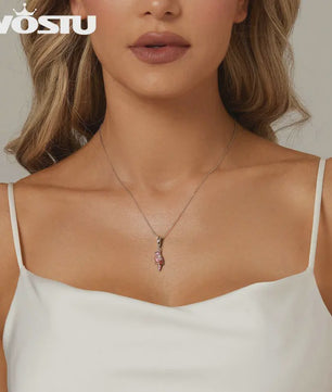 WOSTU 925 Sterling Zilver Papegaai Bedel met Roze Emaille & Kristallen - DIY Sieraden