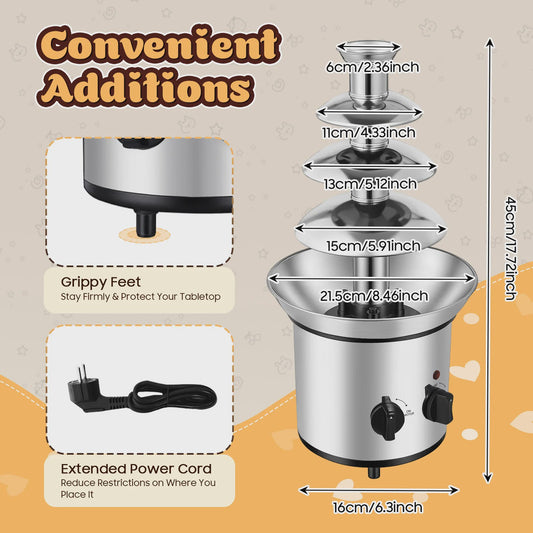 4-Laags Chocoladefontein Machine 1.8L - Perfect voor Feesten, Bruiloften & Verjaardagen
