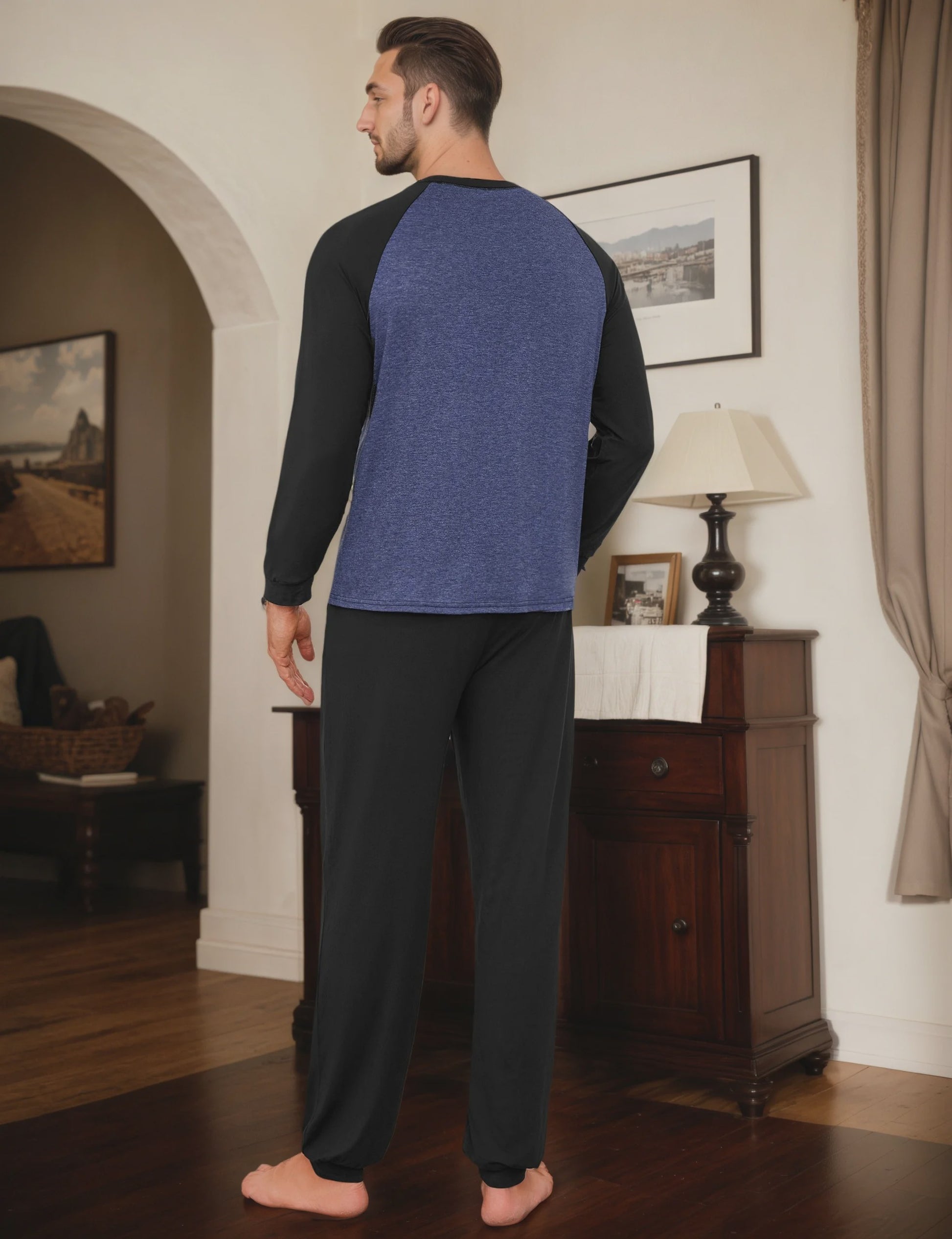 Herenset Katoenen Pyjama Lange Mouw - Comfortabel & Ademend Loungewear