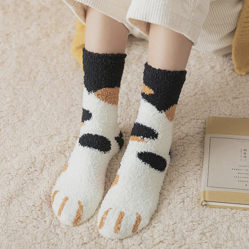 Schattige Dierenpoot Sokken Dames - Kawaii Fleece Sokken voor Thuis & Slapen