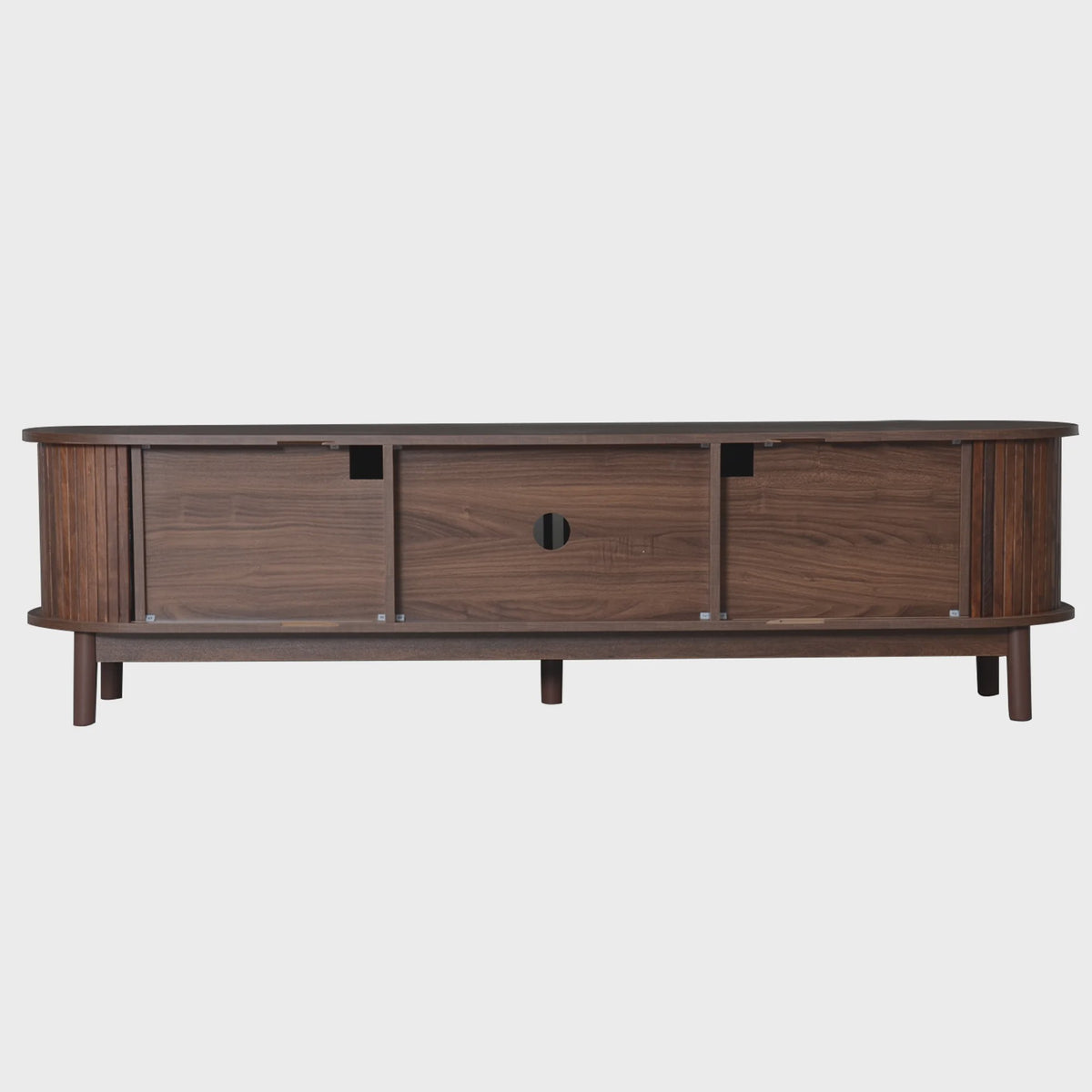 Bruin TV-meubel met Schuifdeuren & Open Vakken - 165 cm Breed - Geschikt voor TV tot 65 inch