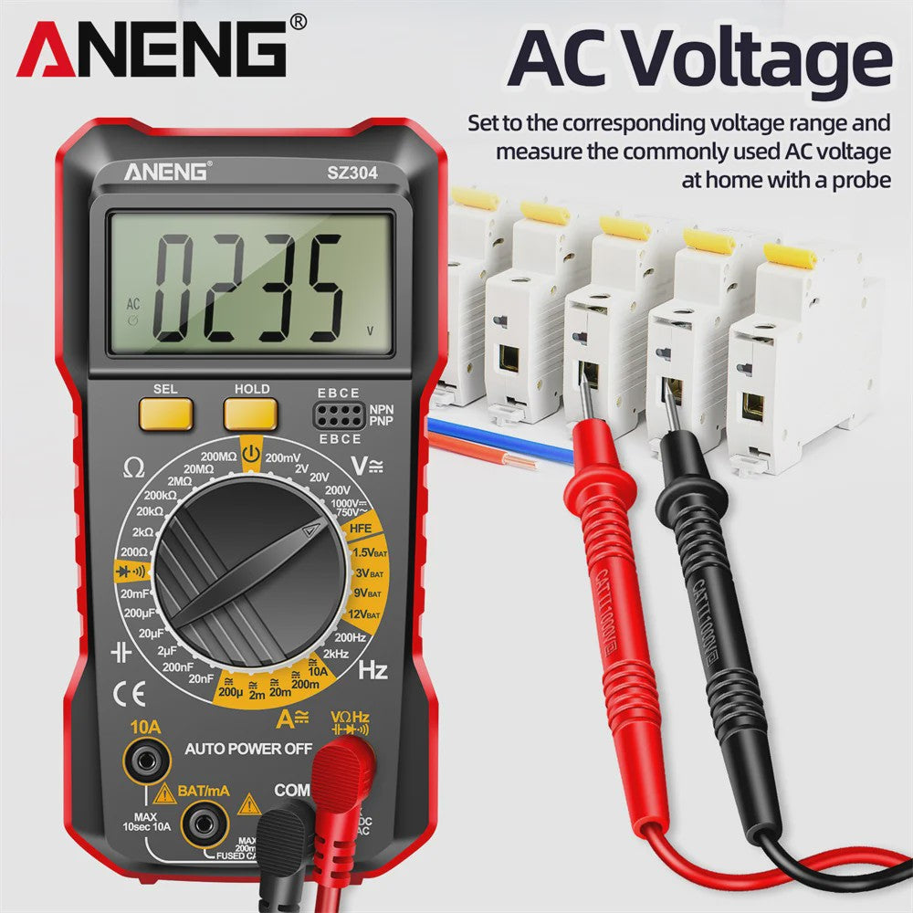ANENG SZ304 Digitale Multimeter: Hoge Precisie AC/DC Spanning, Stroom, Weerstand & NCV Tester