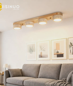 Wabi Sabi Plafondlamp van Travertin Natuursteen en Hout met LED