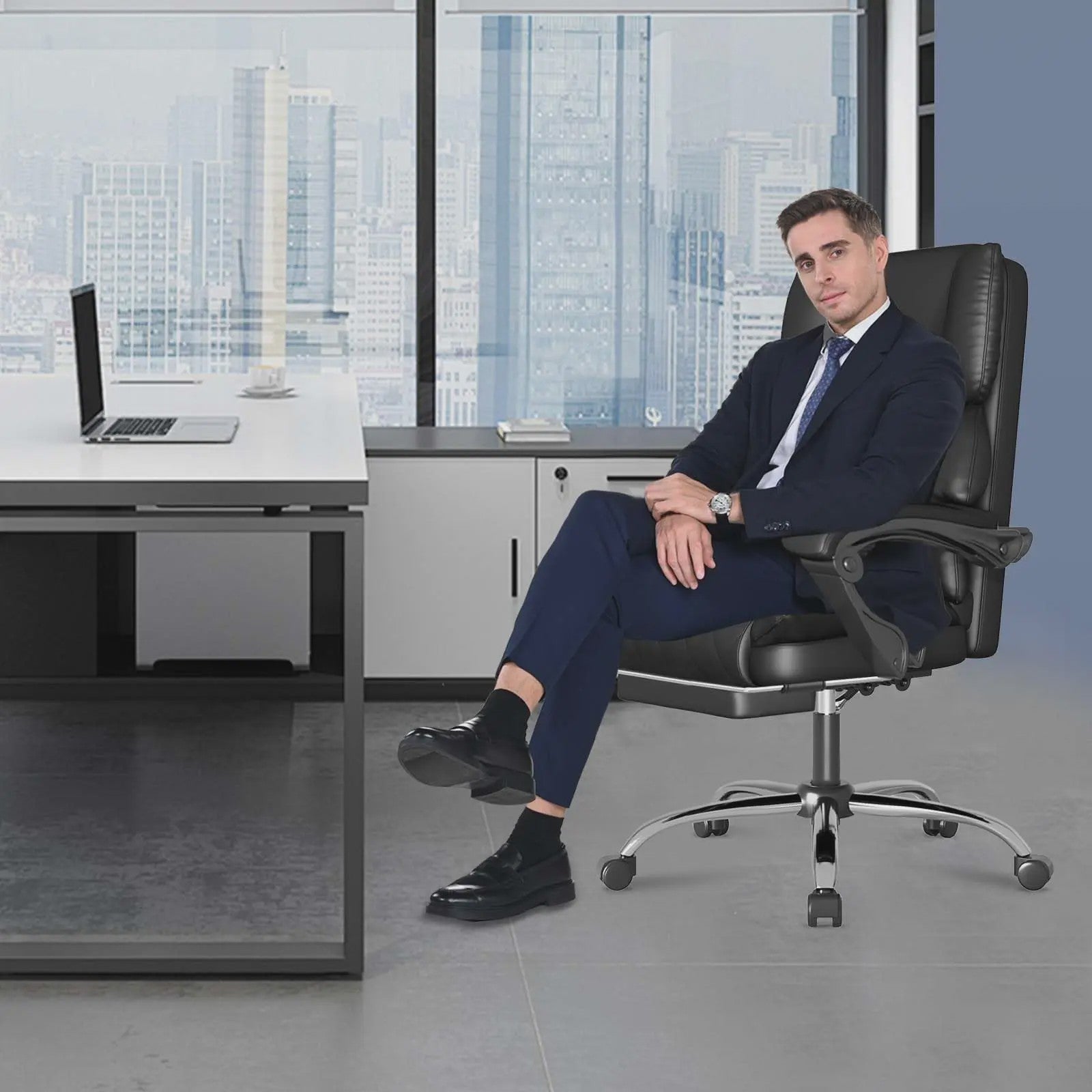 Ergonomische Directiestoel met Voetensteun - PU Leer - Verstelbaar