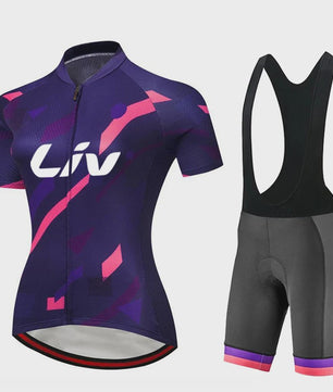 LIV Dames Fietsset Zomer - Korte Mouwen Jersey & Bibshort - Sneldrogend