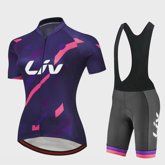 LIV Dames Fietsset Zomer - Korte Mouwen Jersey & Bibshort - Sneldrogend