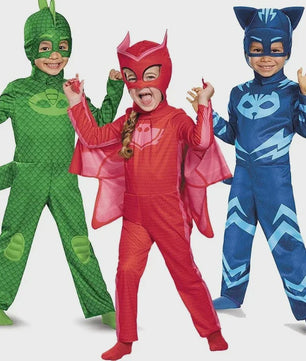 PJ Masks Kinderkostuum - Gekko, Catboy & Owlette Jumpsuit met Masker