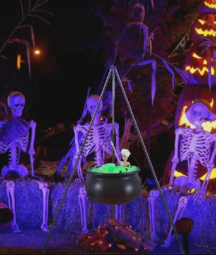 Zwarte Heksenketel met Schedels op Driepoot - Halloween Decoratie