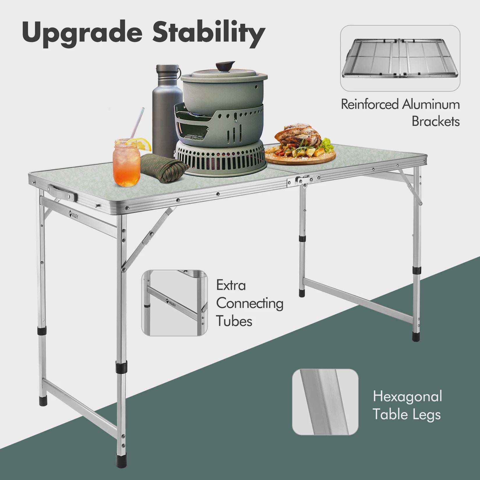 Opvouwbare Aluminium Tafel - Verstelbare Hoogte voor Camping, Tuin & Picknick
