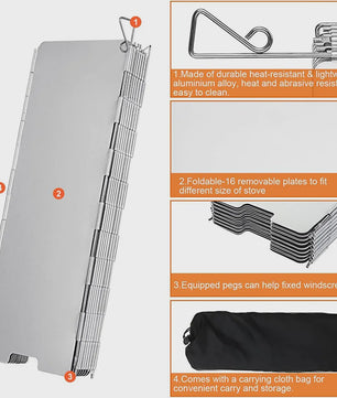 Opvouwbaar Windscherm voor Camping Gasfornuis - Lichtgewicht & Verstelbaar