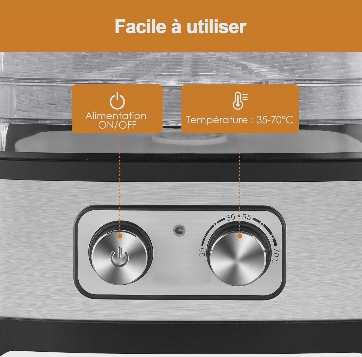 Food Dehydrator met 5 Verstelbare Trays en Temperatuurregeling (35-70°C)