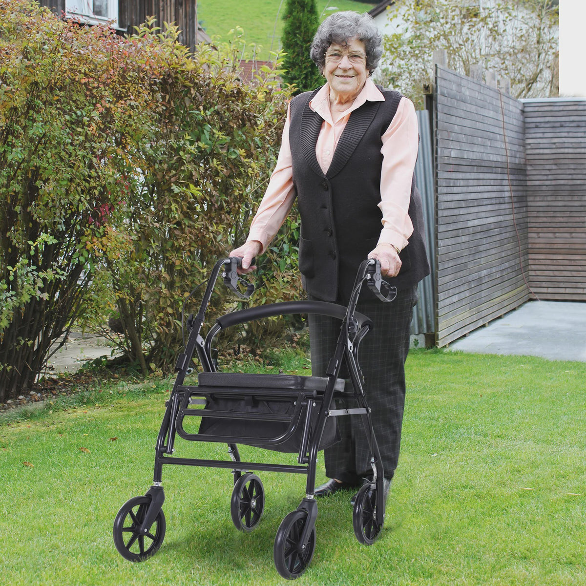 Opvouwbare Rollator met Zitting, Handremmen en Opbergmand - Lichtgewicht & Ergonomisch
