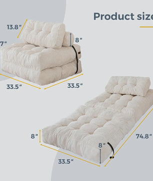 Opvouwbaar Slaapbank Stoel - Comfortabele Lounge Sofa Bed met Kussen