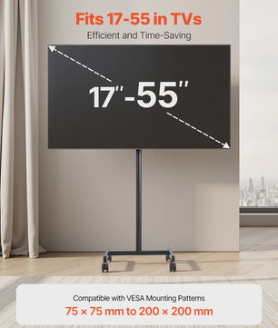 Mobiele TV Standaard met Wielen - Verrijdbaar TV Meubel voor Diverse TV Maten