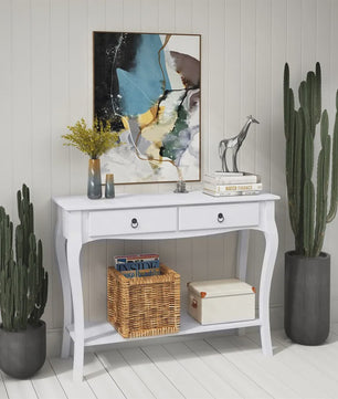 Homcom Console Table Sideboard Living Room Dining Room Hallway Furniture Side Table with Drawers and Shelf Elegant Design 100X33X76Cm