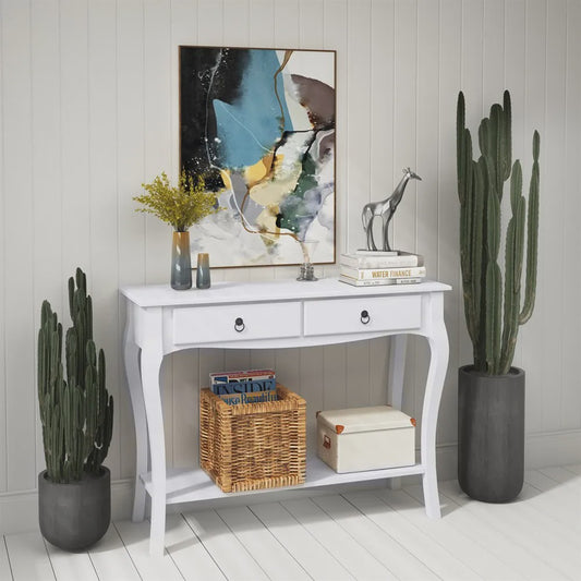 Homcom Console Table Sideboard Living Room Dining Room Hallway Furniture Side Table with Drawers and Shelf Elegant Design 100X33X76Cm