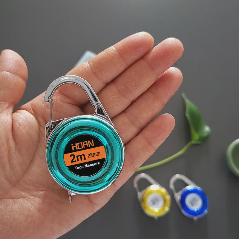Mini Rolbandmaat met Sleutelhanger - 2 Meter Staal - Compact & Multifunctioneel