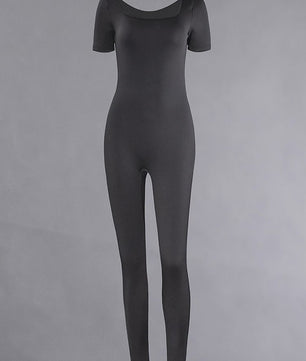 Dames Jumpsuit met Korte Mouwen - Bodycon Stijl voor Sport, Fitness & Casual Wear