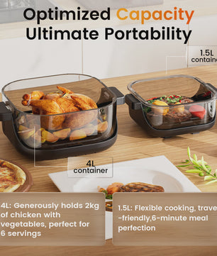 GTPLAYER Airfryer 4L met Glazen Venster - Multifunctioneel en Compact