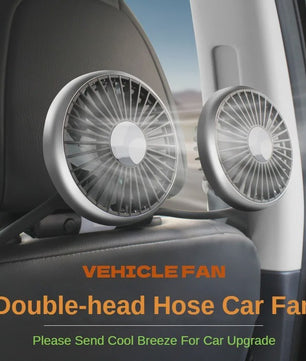 Dubbele USB Ventilator met 360° Rotatie en LED Verlichting - Krachtige Koeling voor Auto en Thuis