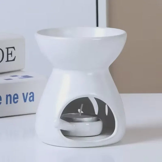 Handgemaakte 2-in-1 Keramische Oliebrander & Nachtlampje voor Essentiële Oliën, Yoga en Spa